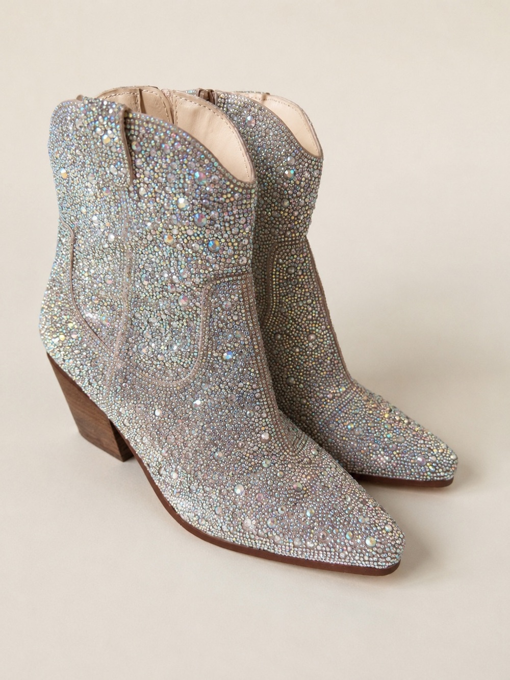 Betsey Johnson Emory Rhinestone Western Bridal Boots Size 8